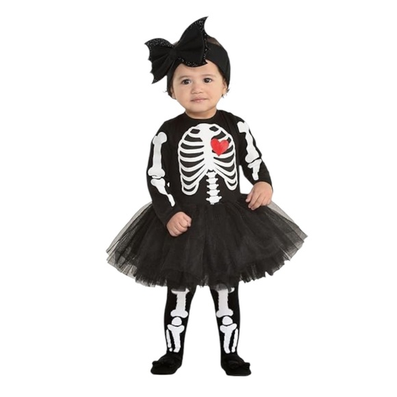 NWT Adorable Skeleton Baby Tutu Dress Costume Set 6-12 Months) Halloween - Picture 1 of 3